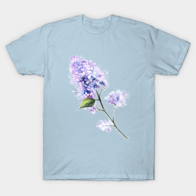 Lilac Flower Twig T-Shirt by eosofdawn